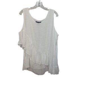 Zac & Rachel Ruffled Sleeveless Tank Top Womens XL White